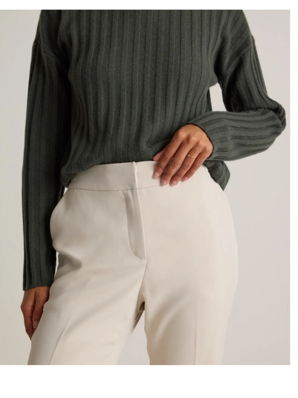 Quince Stretch Crepe Ankle Pants in Sand - Picture 3 of 13